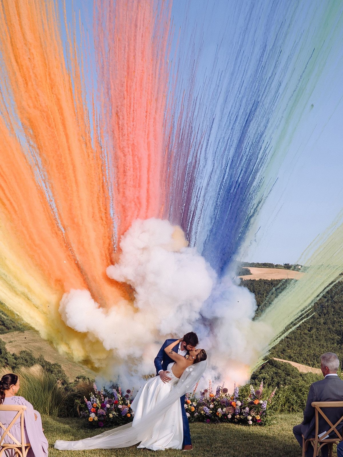 Pack Fumigènes Mariage Brume d’Émotion – Effet Éventail Multicolore
